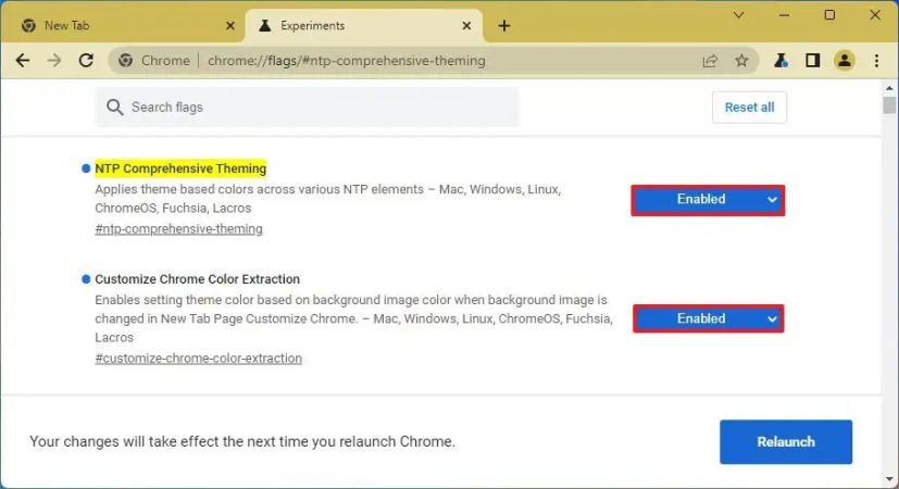 Chrome ottaa väriteeman käyttöön uuden välilehden kuvan perusteella