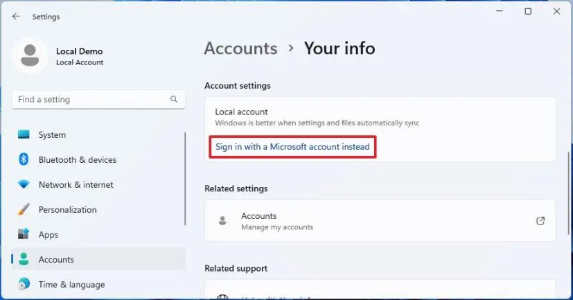 Windows 11 linkitä Microsoft-tili