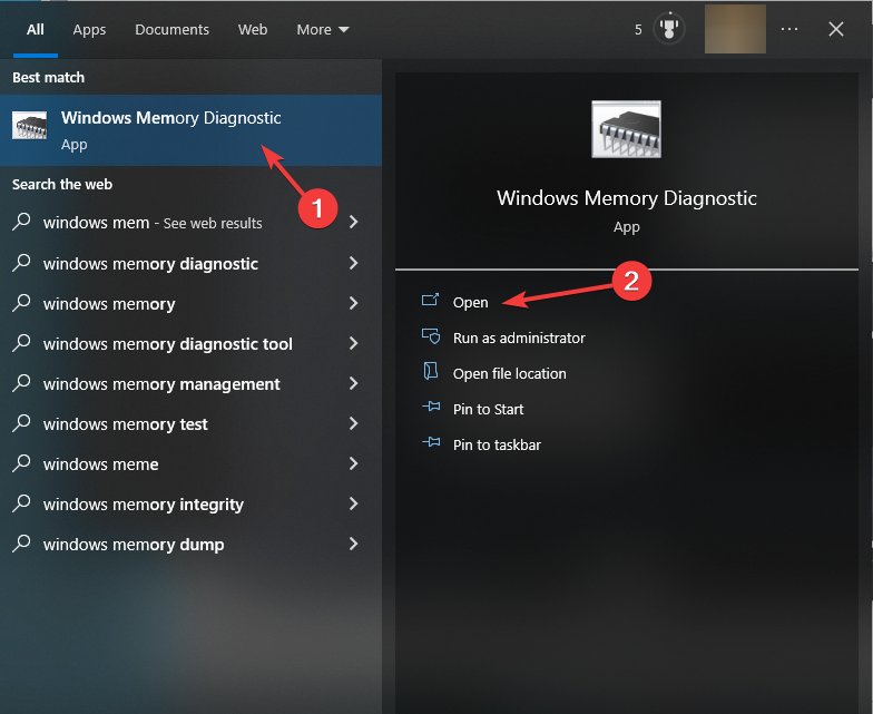 Windows-minnesdiagnostiksidfel i icke-sökt område i Windows 10