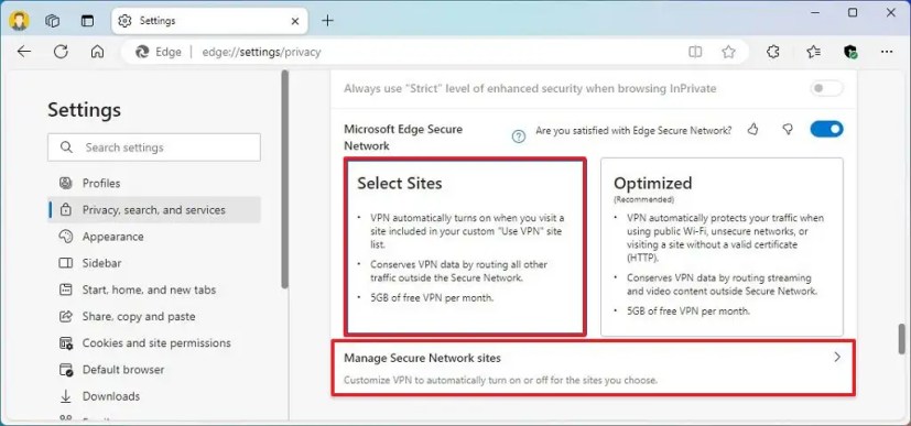 Microsoft Edge määritä VPN
