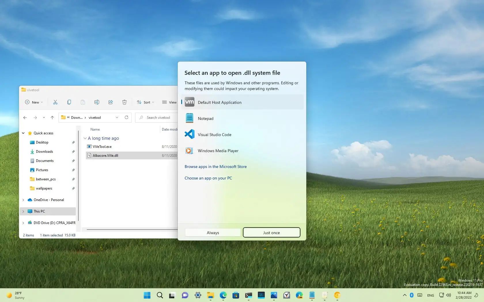 Windows 11 vil få et nytt "Åpne med" brukergrensesnitt for å velge appen for filtypen