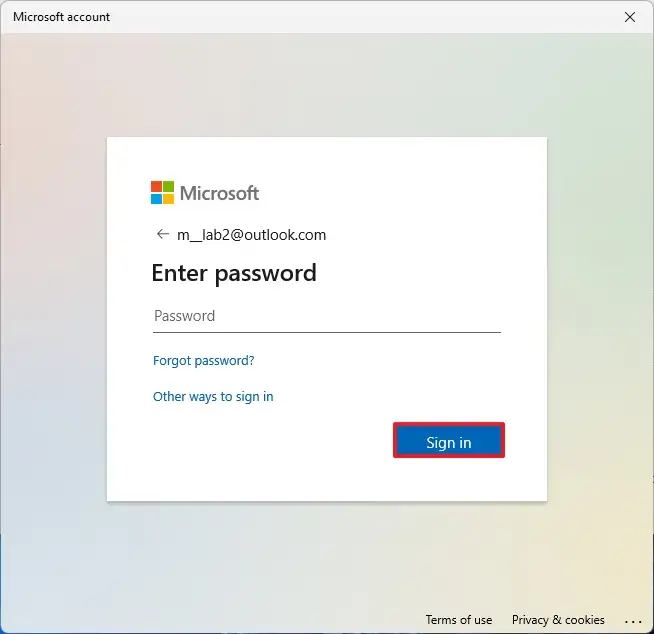 Microsoft-tilin salasana