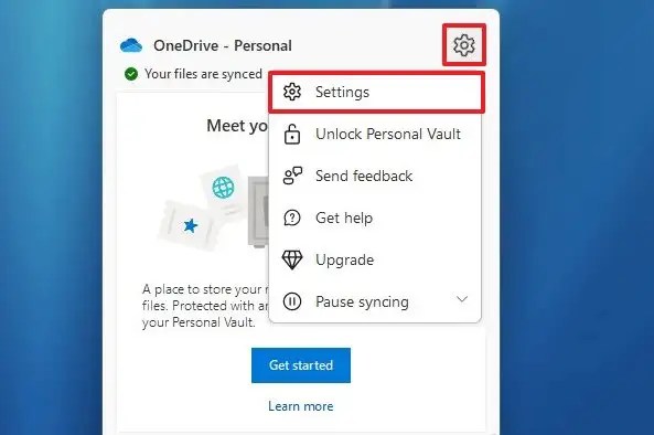 Avaa OneDrive-asetukset