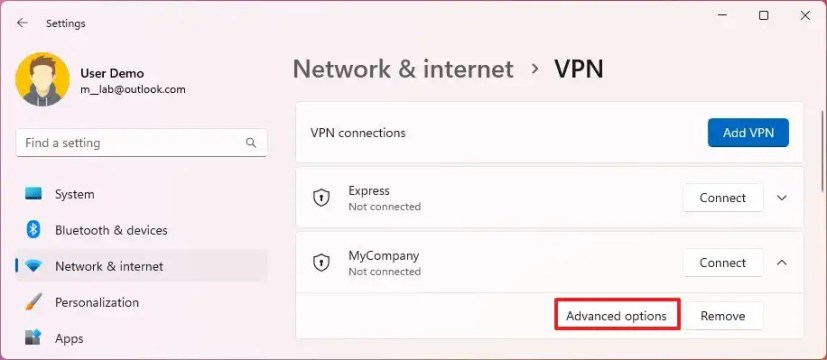 VPN:n lisäasetukset