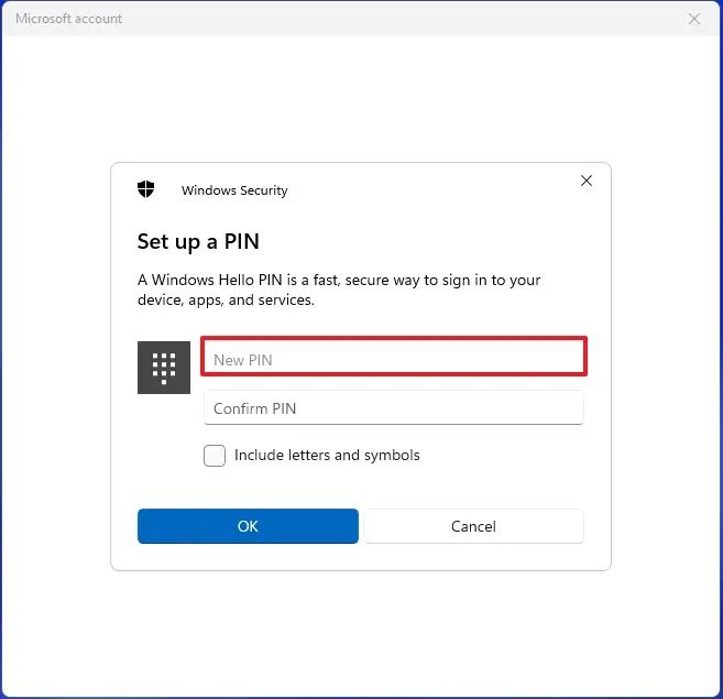 Windows 11 luo tilin PIN-koodin
