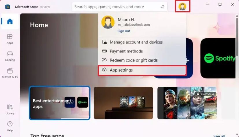 Microsoft Store-appinnstillinger