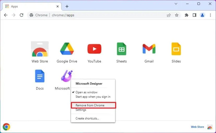 Google Chrome poistaa Microsoft Designer -sovelluksen