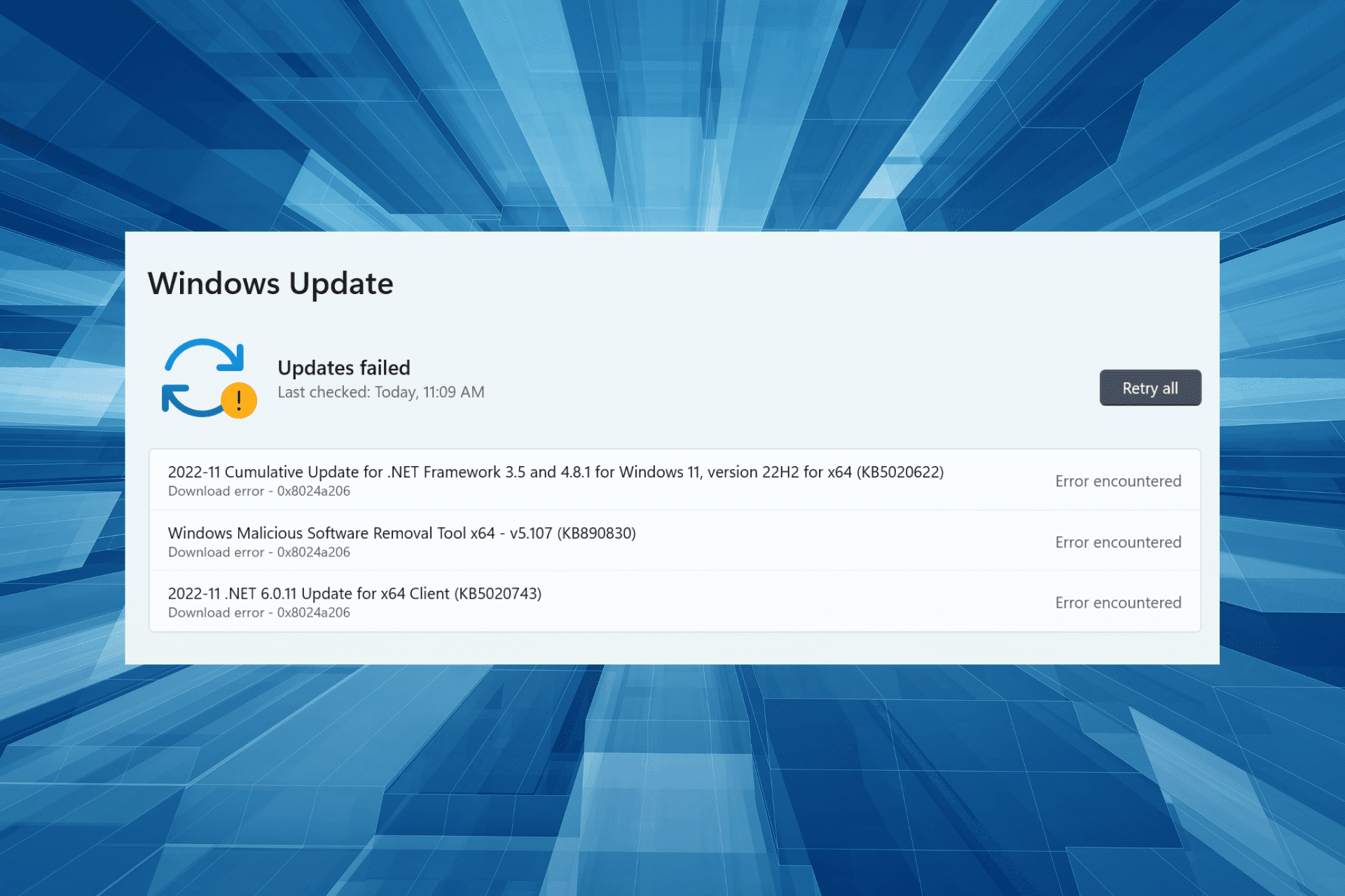 Feil 0x8024a206 (Windows Update): rettet