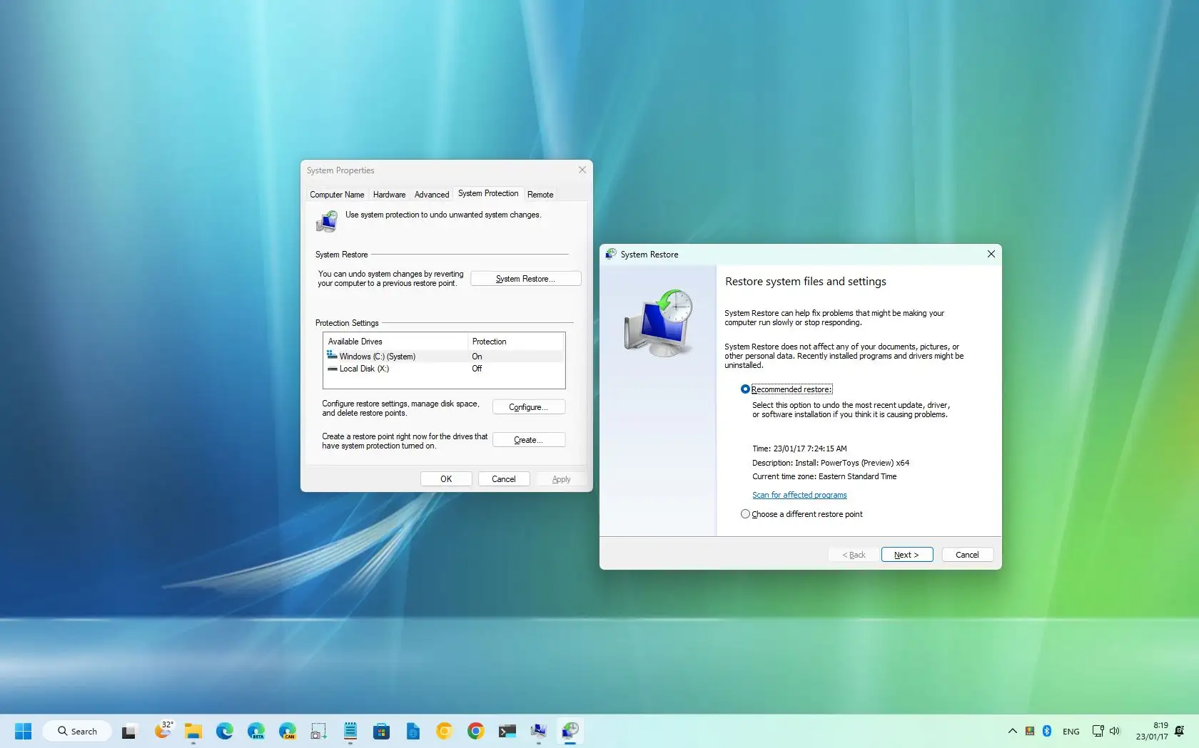 Kuinka luoda palautuspiste Windows 11:ssä
