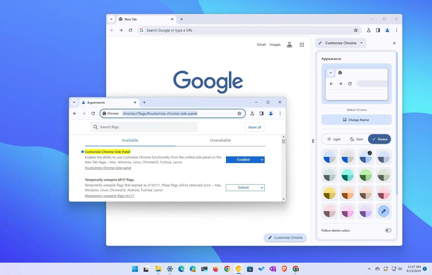 Kuinka ottaa uusi mukautussivupaneeli käyttöön Google Chromessa