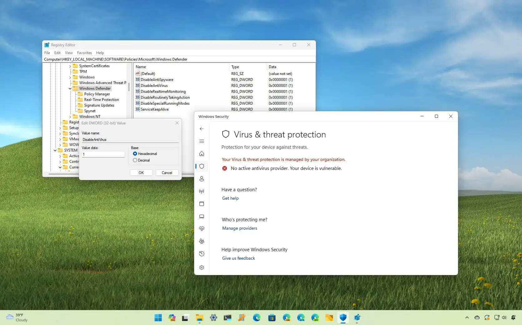 Kuinka poistaa Defender Antivirus pysyvästi käytöstä Windows 11:ssä