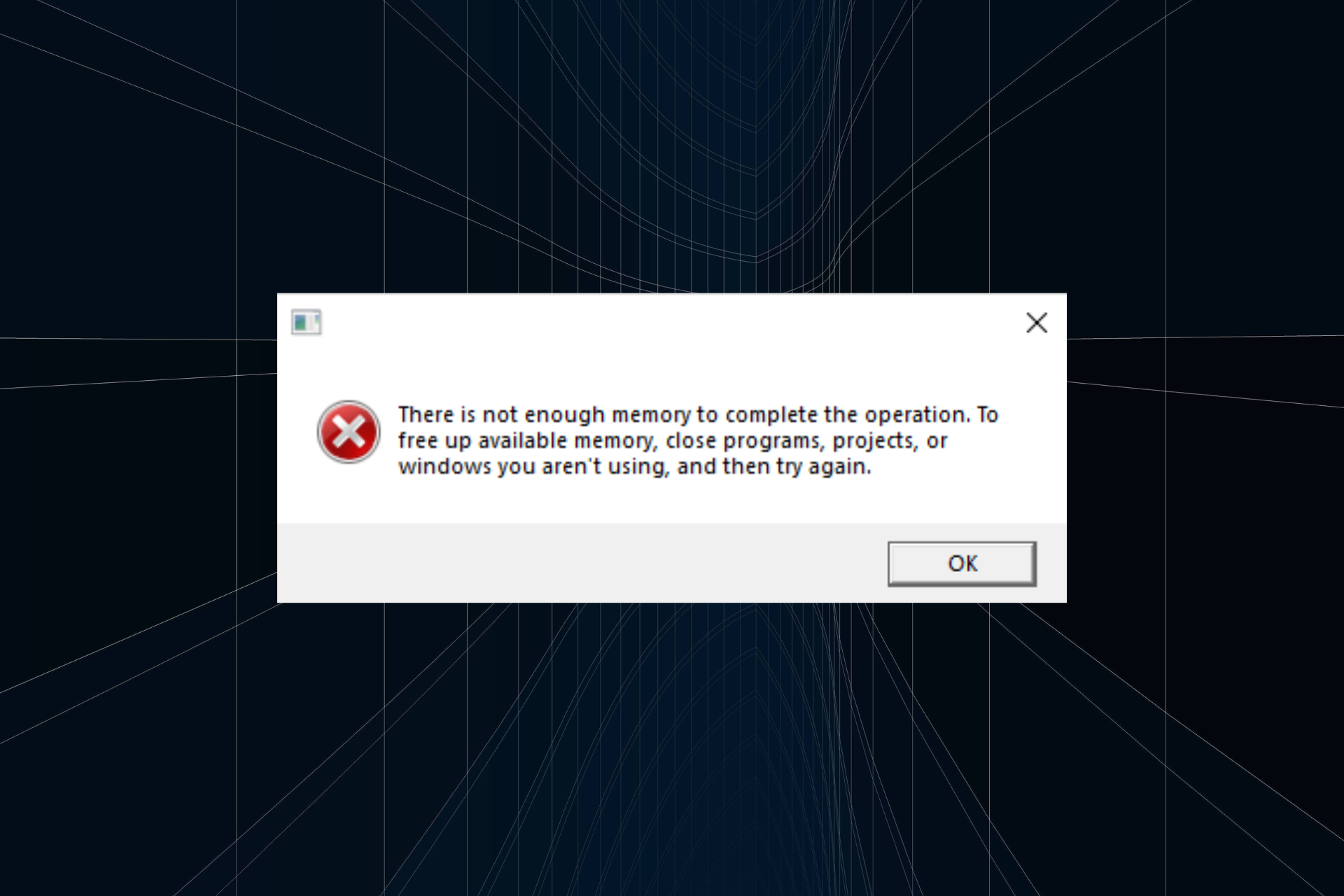 fikse feilen om at det ikke er nok minne til å fullføre denne operasjonen i Windows