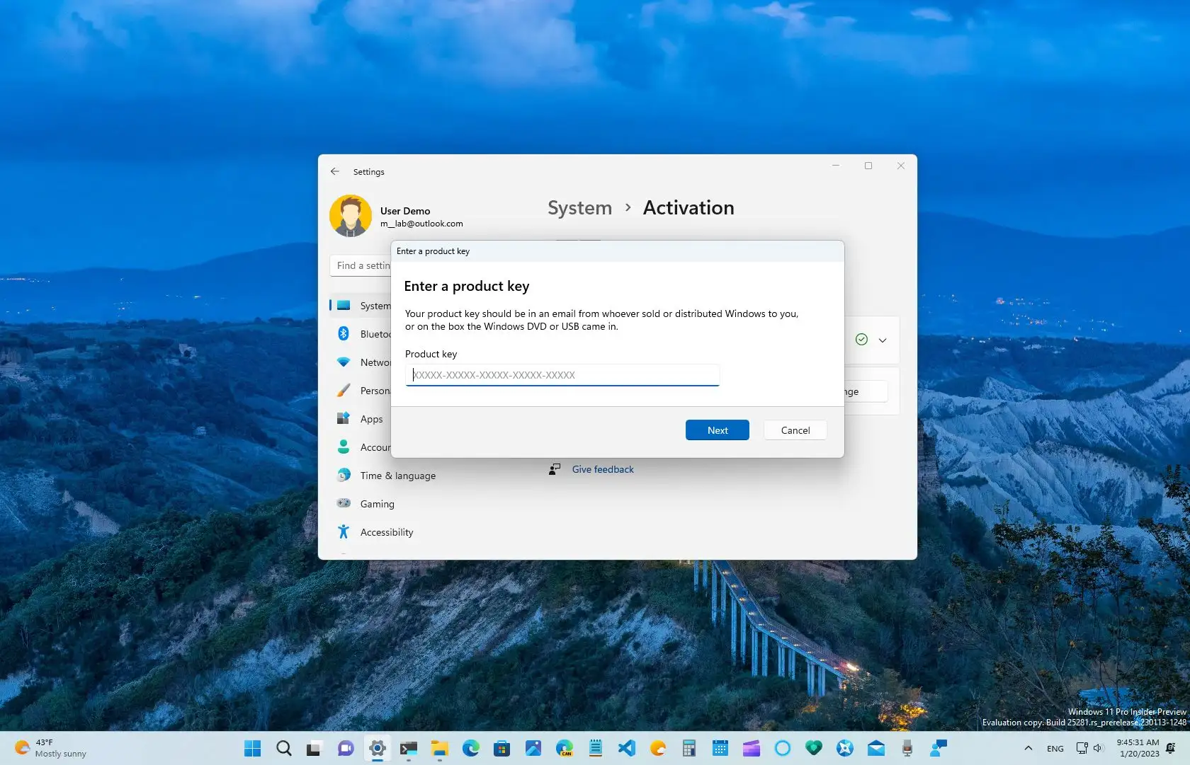 Så här aktiverar du ny dialogruta för ändring av produktnyckel i Windows 11