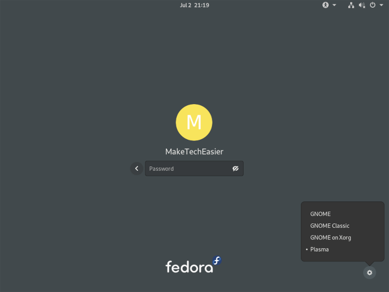 Fedora Desktop Switch Väljer Kde