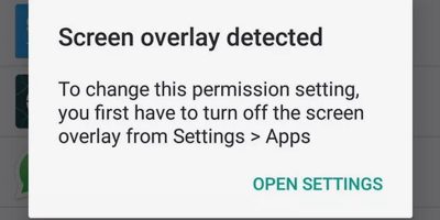 Screen Overlay Detected Error Android Header