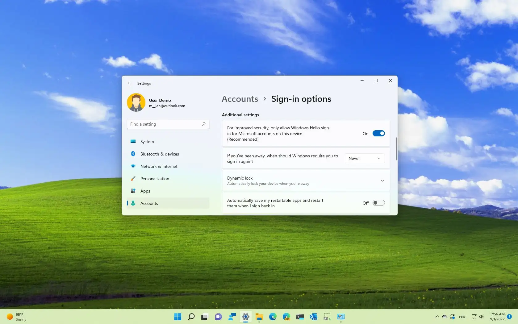 Uudelleenkäynnistettävien sovellusten pysäyttäminen, kun kirjaudut sisään Windows 11:ssä