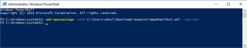PowerShell-kommando for å installere usignert appx-pakke på Windows 10