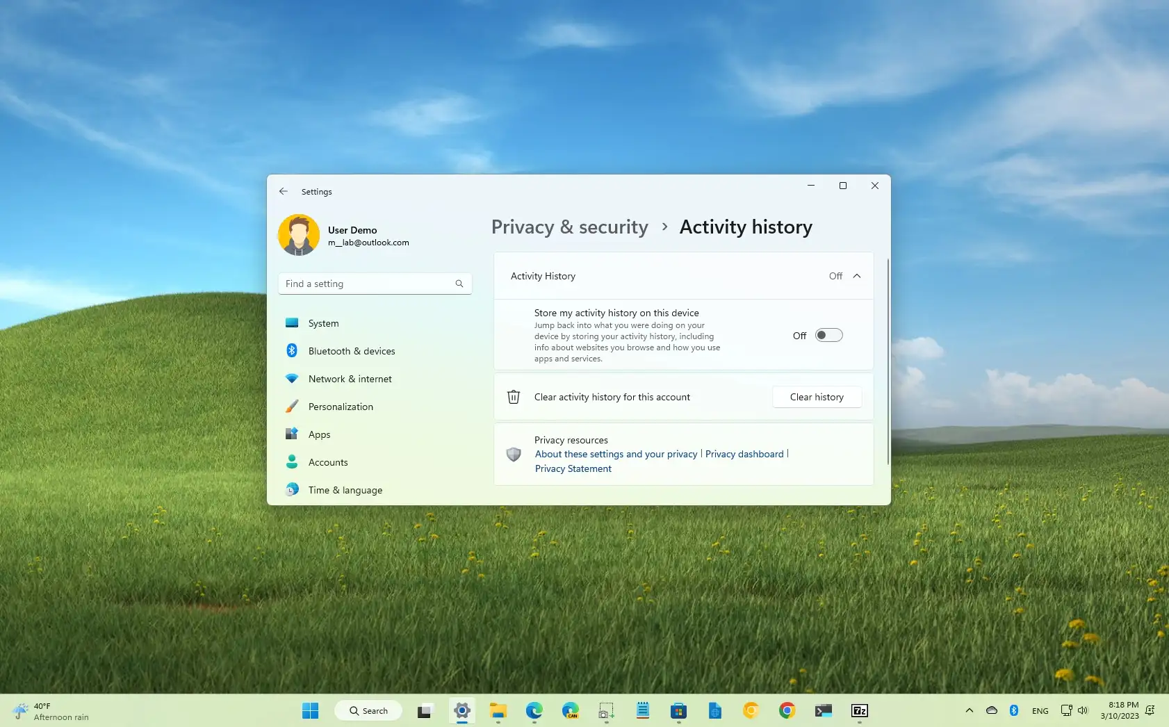 Slik sletter og deaktiverer du aktivitetshistorikk i Windows 11