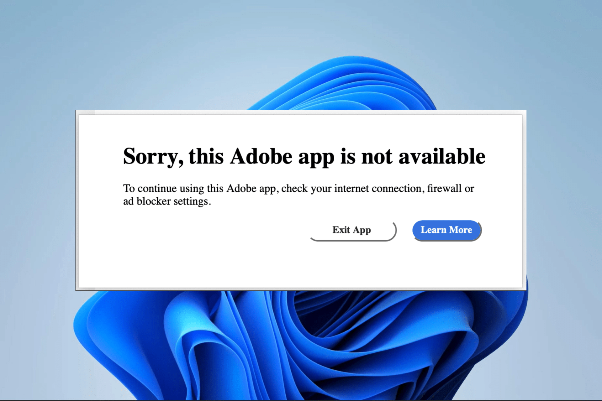 Tyvärr, den här Adobe-appen är inte tillgänglig [Error Fix]