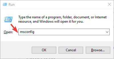 skriv inn msconfig windows 10