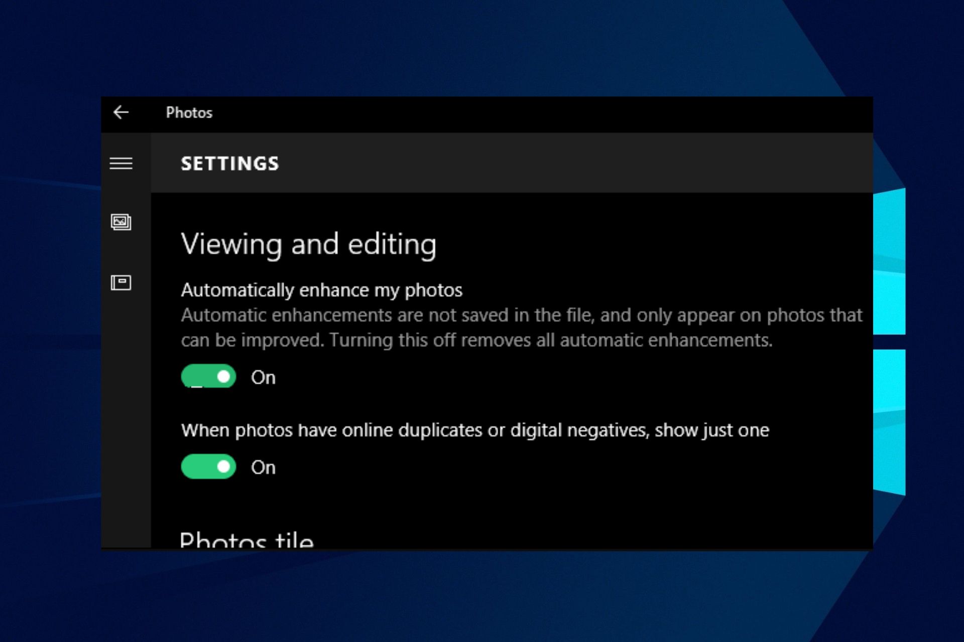 Windows 10 automatisk bildeforbedring mangler
