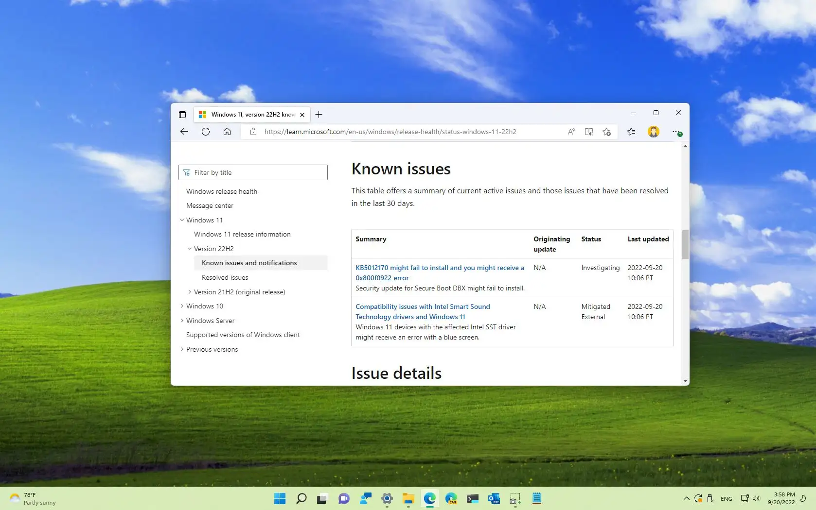 Windows 11 22H2 kända problem som blockerar uppgradering