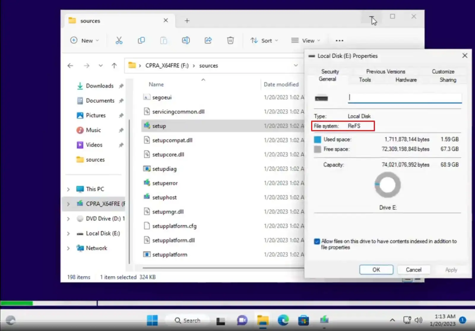 Windows 11 voi vaihtaa ReFS:ään NTFS-tiedostojärjestelmästä