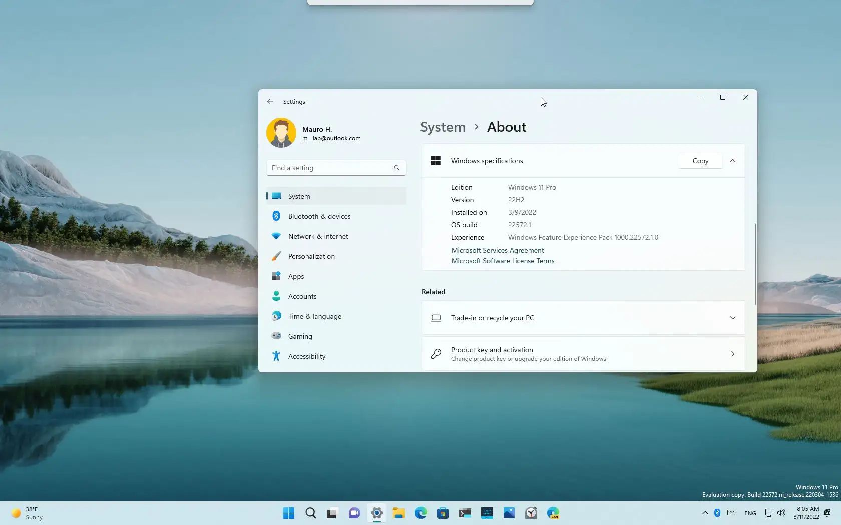 Windows 11:n esikatselu vahvistaa version 22H2