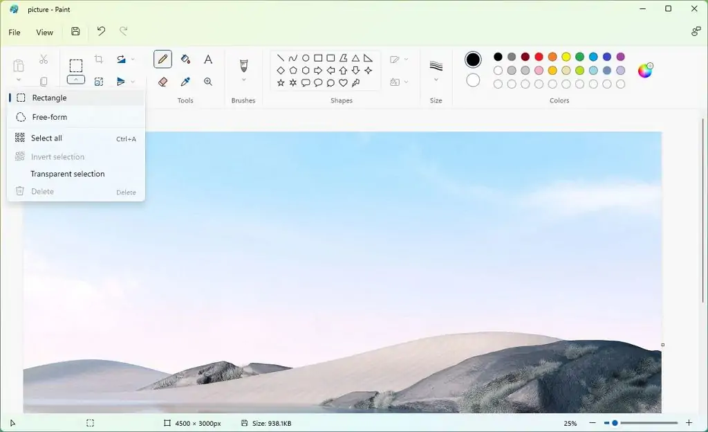 Windows 11 nya Paint-app redo för nedladdning (förhandsgranskning)